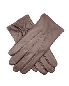 Dents Mens Genuine Full Grain Leather Brown Gloves - 3 Point Stitch & Warm Fleece Lined