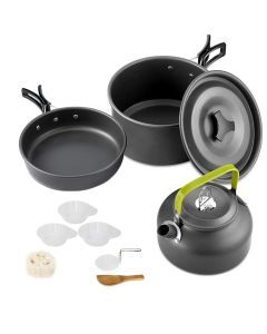 11-Piece Outdoor Camping Cookware Set Black