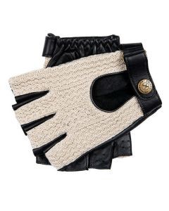 Dents Mens Suited Racer x Crochet Back Fingerless Driving Gloves - Black