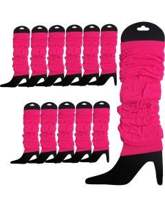 12x Fluro Hot Pink Leg Warmers Bulk Pack - Womens Dance Costume/80s Party