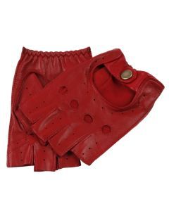 Dents Snetterton Mens Fingerless Leather Driving Gloves - Berry