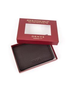 Dents RFID Pebble Grain Leather Credit Card Holder Minimalist - Chocolate