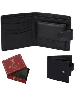 Nappa Leather Billfold Coin Pocket Wallet with RFID Protection in Black