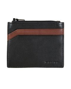 Dents RFID Two-Colour Pebble Grain Leather Card Holder Wallet - Black