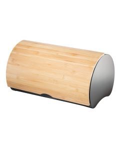 Oggi Stainless Steel Bread Box - Large Countertop Bin with Bamboo Lid - Black