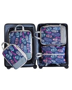 Feather Print Travel Compression Bag Set Organizer