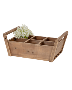 Timber 6-Square Trug Garden Basket - Brown (Plant & Flower Holder)