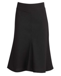 Womens Fluted 3/4 Length Below Knee Skirt Work Business - Black