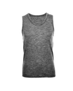 Merino Skins Mens Classic Round Neck Tank Singlet - Soft Grey (Thermal Wool Base Layer)