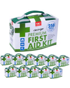 12x 258pcs Premium First Aid Kit Bulk Pack - Emergency Medical Set for Work/Offices/Family