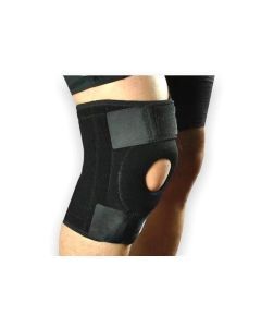 Black Knee Brace w/ Strap - Compression Support Guard Wrap