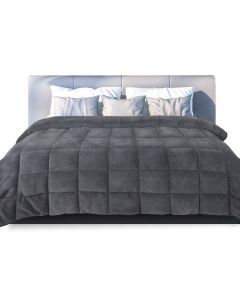 Dreamz Quilt Doona Comforter Blanket Velvet Winter Warm Super King Bedding Grey