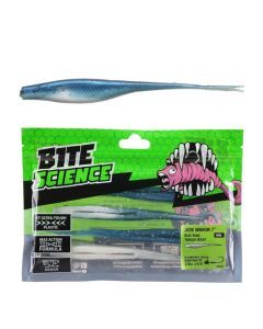 4 Pack of 7 Inch Bite Science Jerk Minnow Soft Plastic Lures - Blue Shad