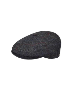 Bailey Mens Galvin Windowpane Plaid Ivy Wool Hat Made In Italy - Charcoal