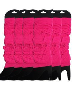 6x Fluro Hot Pink Leg Warmers Bulk Pack - Womens Dance Costume/80s Party