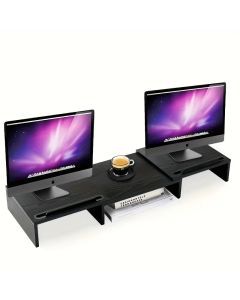 Adjustable Dual Monitor Stand Riser - Extra Long Office Desktop Organizer for 2 Monitors (Up to 48.2")