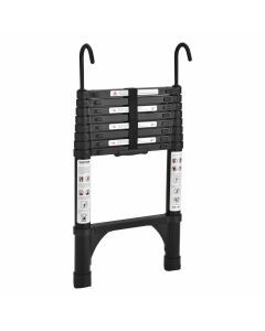 Black 2.6m Portable telescopic ladder with Hooks and carry bag