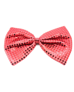Red Large Sequin Polka Dots Bow Tie - Fancy Dress Costume Party