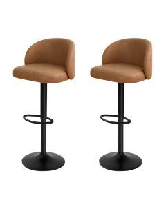 Levede 2x Bar Stools Gas Lift PU Leather Footrest Swivel Adjustable Kitchen