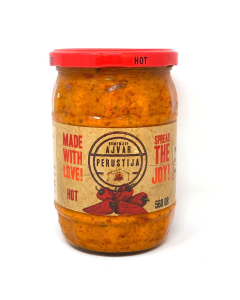 560g Perustija Hot Ajvar Spread (Roasted Red Pepper Relish)