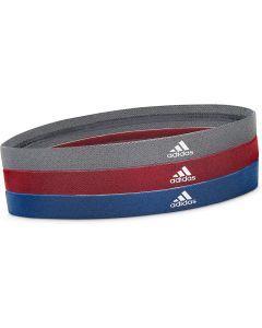Adidas 3pc Sports Headband Set - Grey/Blue/Burgundy (Gym/Training Hairbands)