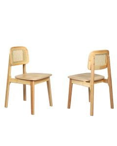 Levede 2x Rattan Dining Chairs Wooden Accent Chair Kitchen Lounge Cafe Armless