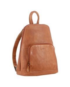 Milleni Womens Soft Nappa Italian Leather Backpack - Cognac (Travel Bag)