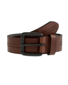 Dents Mens Lined Leather Belt with Stitch Detail and Gunmetal Buckle - Tan