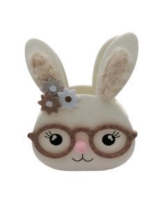 Spring Felt Rabbit Box with Glasses and Floral Accents