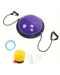 Balance Ball Gym Training Exercise Half Fitness with Pump & Band - Purple