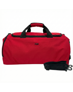 FIB 48L Sports Canvas Duffle Bag - Red (Foldable Gym Travel Duffel)