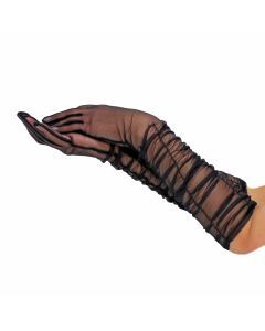 Dents Womens Sheer Ruched Tulle Elbow Length Evening Gloves - Black (One Size)