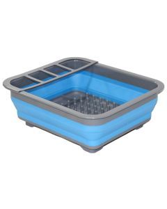 Collapsible Silicone Blue Dish Drainer