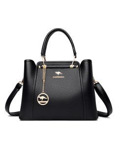 3-Layer Leather Shoulder Tote Crossbody Bag