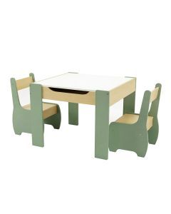 Levede Kids Table and Chairs Set 3-in-1 Chalkboard Storage Learning Dining Desk