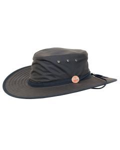 Durack Unisex Wide Brim Oilskin Hat With Chinstrap & Toggle (Brown)