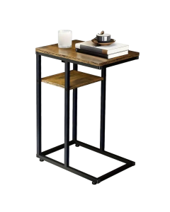 Wooden Sofa Side Table with Storage Rack - Classic Style