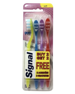 Signal Triple Easy Clean Soft Toothbrush - Pack of 4