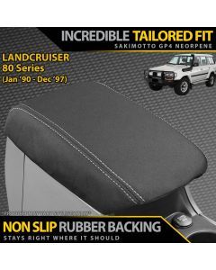 Razorback 4x4 GP4 Standard Neoprene Console Lid Cover suitable for a Toyota Landcruiser 80 Series (Made to Order)
