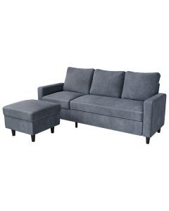 Levede 3 Seater Sofa L-Shaped Convertible Modular Couch Lounge Ottoman 195cm