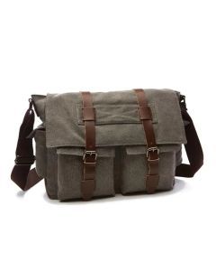 Men's Canvas Business Messenger Shoulder Bag (Grey)