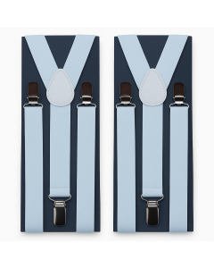2x White Slim Suspenders - Strong Adjustable Clip On Braces for Weddings/Formals