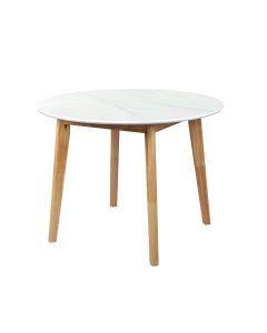 Levede Dining Table Round Rubberwood Base Kitchen Cafe Restaurant White 100cm