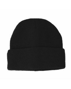 Dents Mens Fine Knit Turn Up Beanie - Black (Warm Winter Plain Ski Thermal)