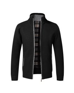 Men's Fleece Zip Cardigan Jacket Slim Fit Knit