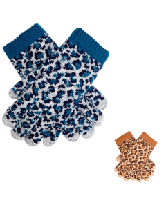 Dents Womens Animal Print Knitted Gloves - Teal (Premium Warm Winter Knit)