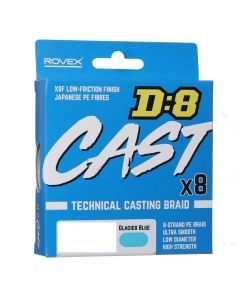 150m Spool of Rovex D:8 Cast Braided Fishing Line - Glacier Blue Fishing Braid