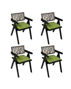 Levede 4x Dining Chair Solid Wood Armchair Accent Chair Retro Backrest Chair