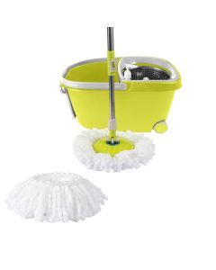 Cleanflo Spin Mop Bucket Set 360° Spinning Stainless-Steel Rotating Wet Dry
