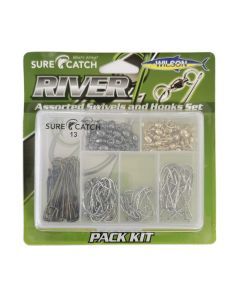 Surecatch River Assorted Swivel and Hook Pack In Fishing Tackle Box